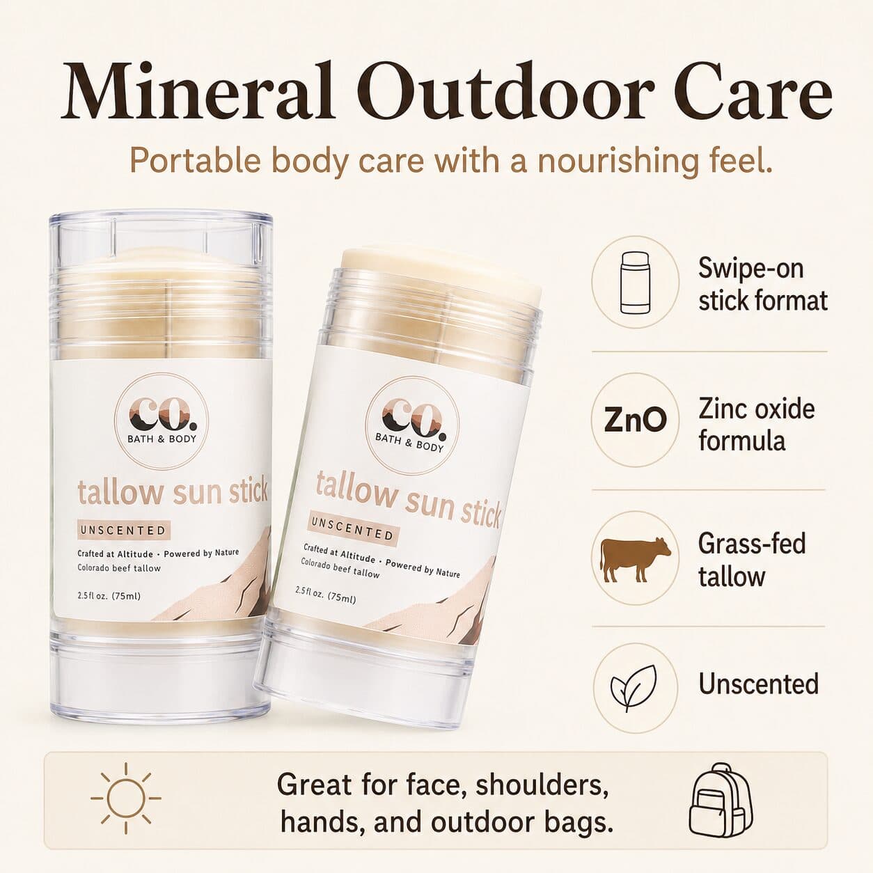 Natural Tallow Sun Stick ingredient and product image