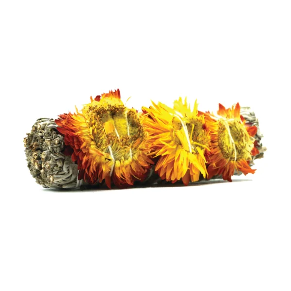 Yellow Sunflower White Sage Smudge Stick